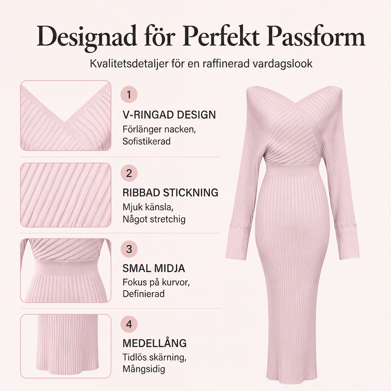 ⏳ Het erbjudande! |Damernas Elegant Omlottstickade Klänning – V-ringad Ribbad Höststil