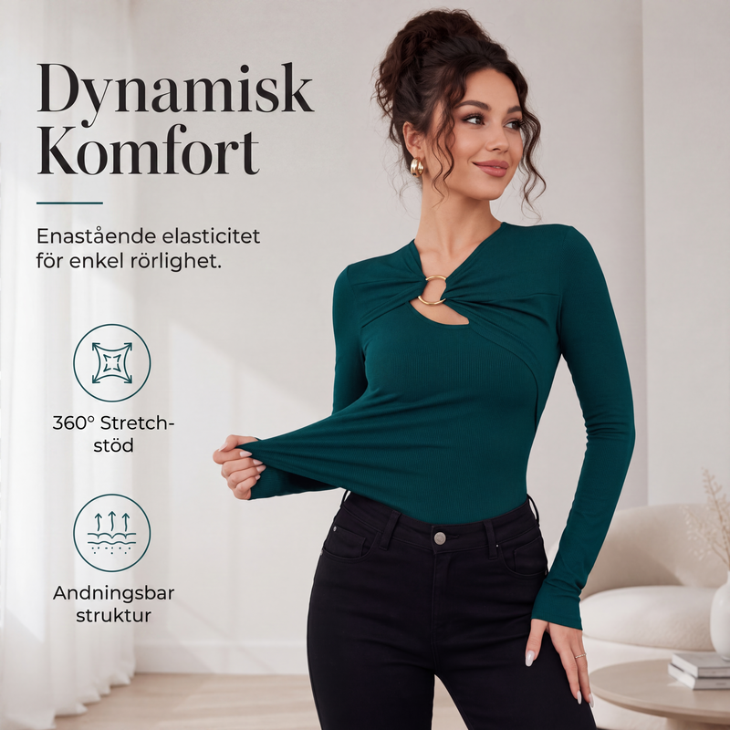 Nyhet✨| Elegant topp med utskurna detaljer för dam – smickrande passform för en modern stil