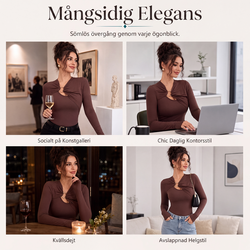 Nyhet✨| Elegant topp med utskurna detaljer för dam – smickrande passform för en modern stil
