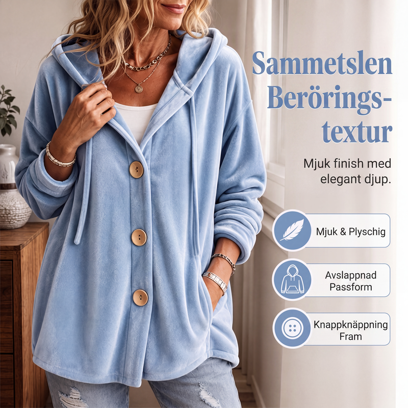 Bästsäljare🔥|Damernas Mjuka Sammetskofta med Huva – Bekväm Höst- och Vinterstil