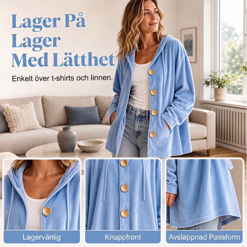 Bästsäljare🔥|Damernas Mjuka Sammetskofta med Huva – Bekväm Höst- och Vinterstil