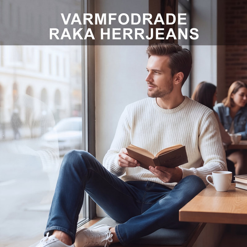 🍂Nya höstnyheter|Herrarnas Varmfodrade Jeans – Bekväma Raka Vinterjeans med Mjuk Insida
