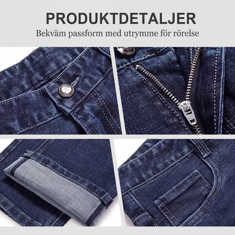🍂Nya höstnyheter|Herrarnas Varmfodrade Jeans – Bekväma Raka Vinterjeans med Mjuk Insida