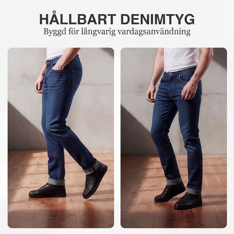 🍂Nya höstnyheter|Herrarnas Varmfodrade Jeans – Bekväma Raka Vinterjeans med Mjuk Insida