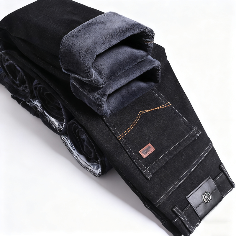 🍂Nya höstnyheter|Herrarnas Varmfodrade Jeans – Bekväma Raka Vinterjeans med Mjuk Insida