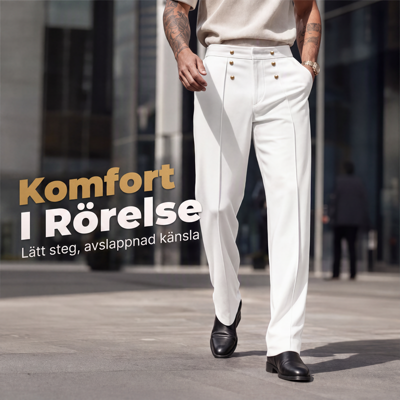 Herrarnas Klassiska Dressbyxor – Bekväma Raka Byxor med Elegant Passform
