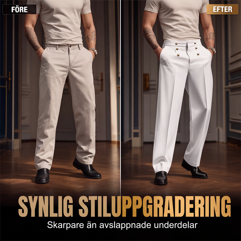 Herrarnas Klassiska Dressbyxor – Bekväma Raka Byxor med Elegant Passform