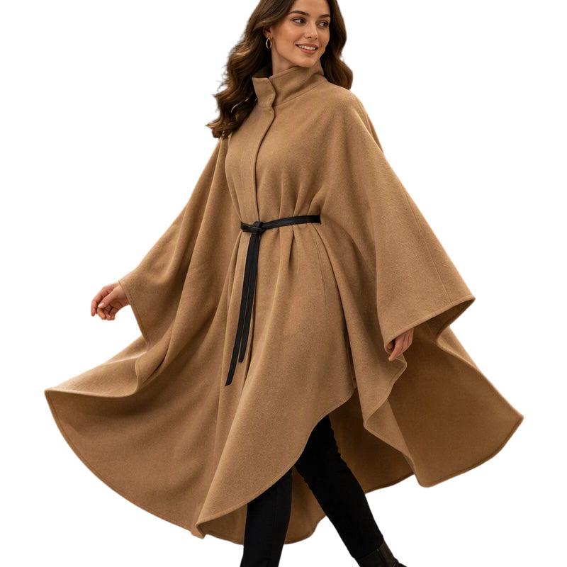 ⏳Het erbjudande!  |🧥Damernas Eleganta Ullkappa – Lyxig Cape Design med Markerad Midja