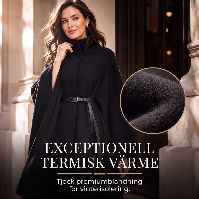 ⏳Het erbjudande!  |🧥Damernas Eleganta Ullkappa – Lyxig Cape Design med Markerad Midja