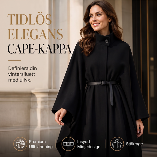 ⏳Het erbjudande!  |🧥Damernas Eleganta Ullkappa – Lyxig Cape Design med Markerad Midja