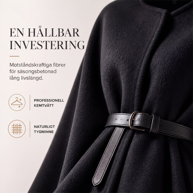 ⏳Het erbjudande!  |🧥Damernas Eleganta Ullkappa – Lyxig Cape Design med Markerad Midja