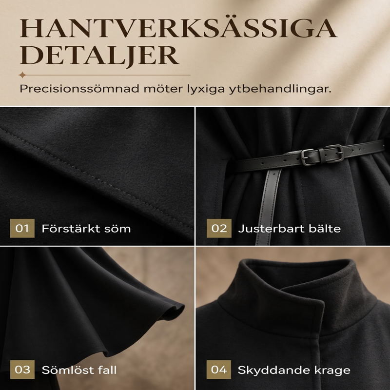 ⏳Het erbjudande!  |🧥Damernas Eleganta Ullkappa – Lyxig Cape Design med Markerad Midja