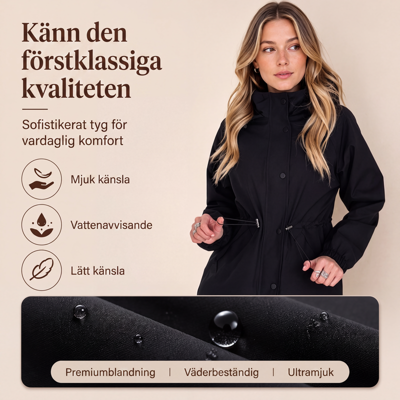 Elegant Vattentät Jacka för Dam – Stilren Huvjacka för Höst & Vinter