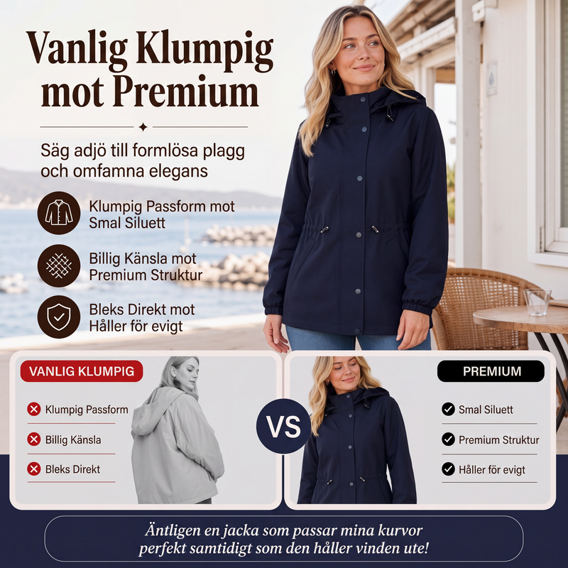 Elegant Vattentät Jacka för Dam – Stilren Huvjacka för Höst & Vinter
