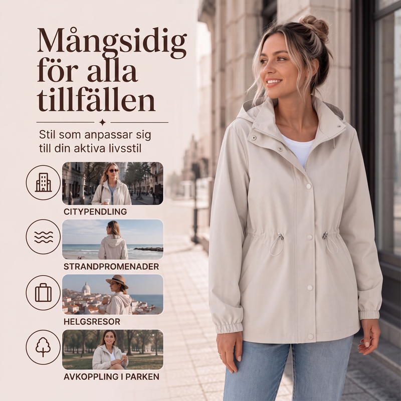 Elegant Vattentät Jacka för Dam – Stilren Huvjacka för Höst & Vinter