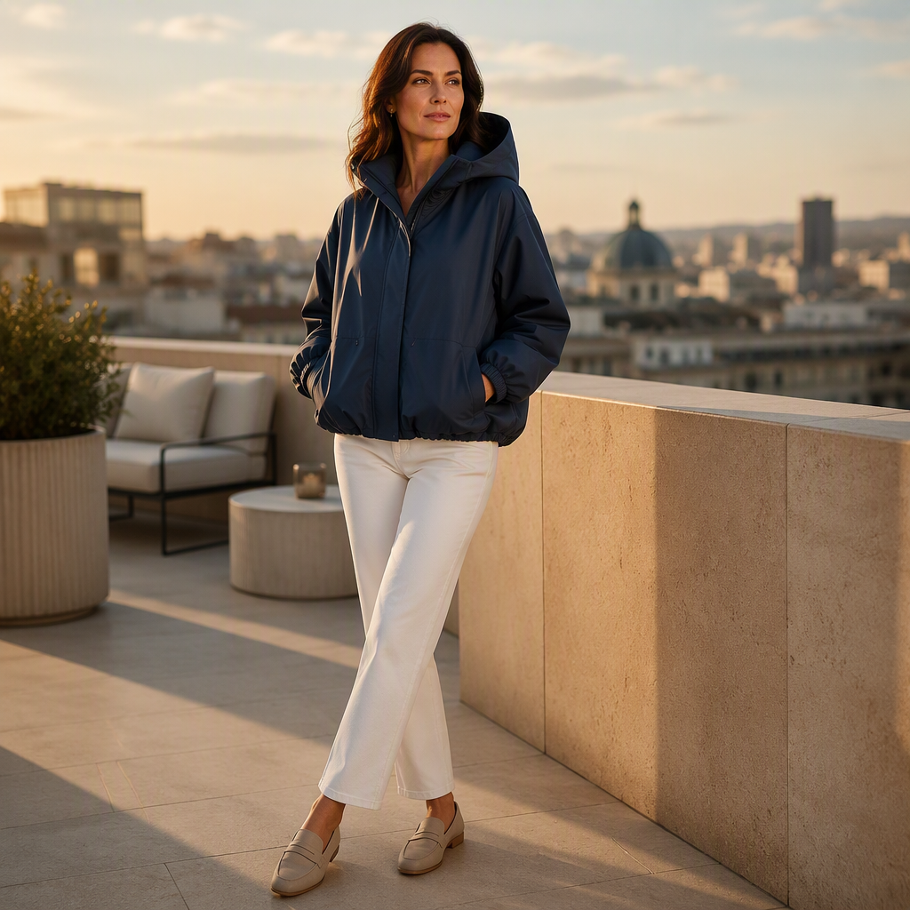 📢📢49 % rabatt!!! 🎉✨Lätt Vindjacka för Dam med Huva – Stilren Kort Jacka för Vardag & Höst