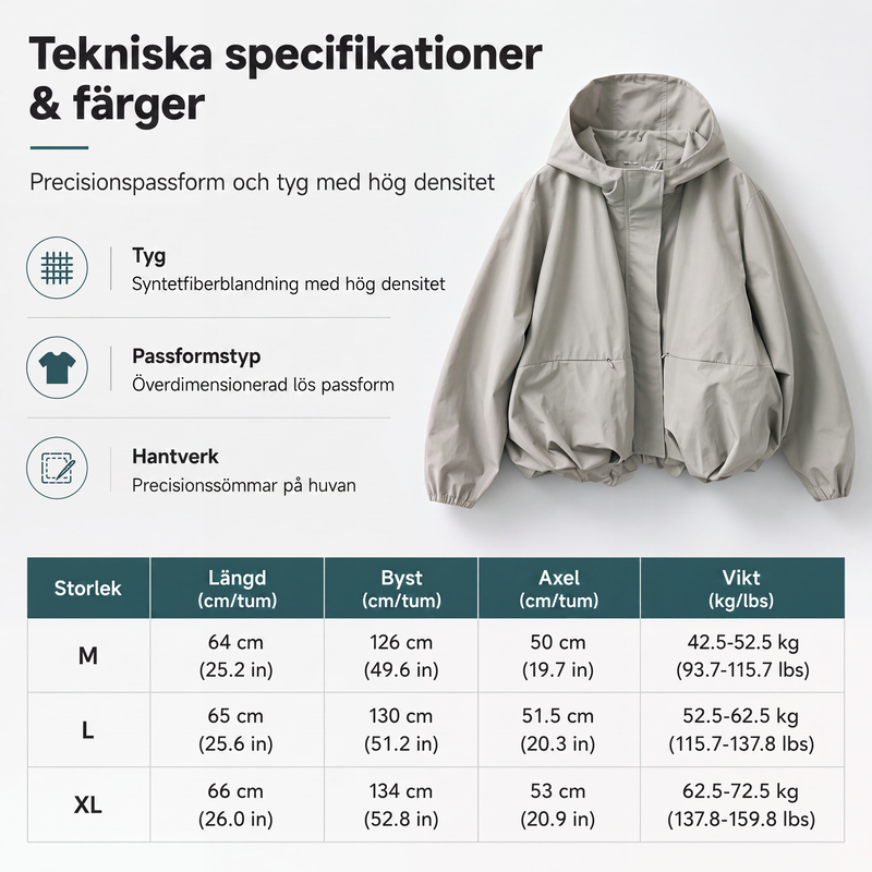 📢📢49 % rabatt!!! 🎉✨Lätt Vindjacka för Dam med Huva – Stilren Kort Jacka för Vardag & Höst