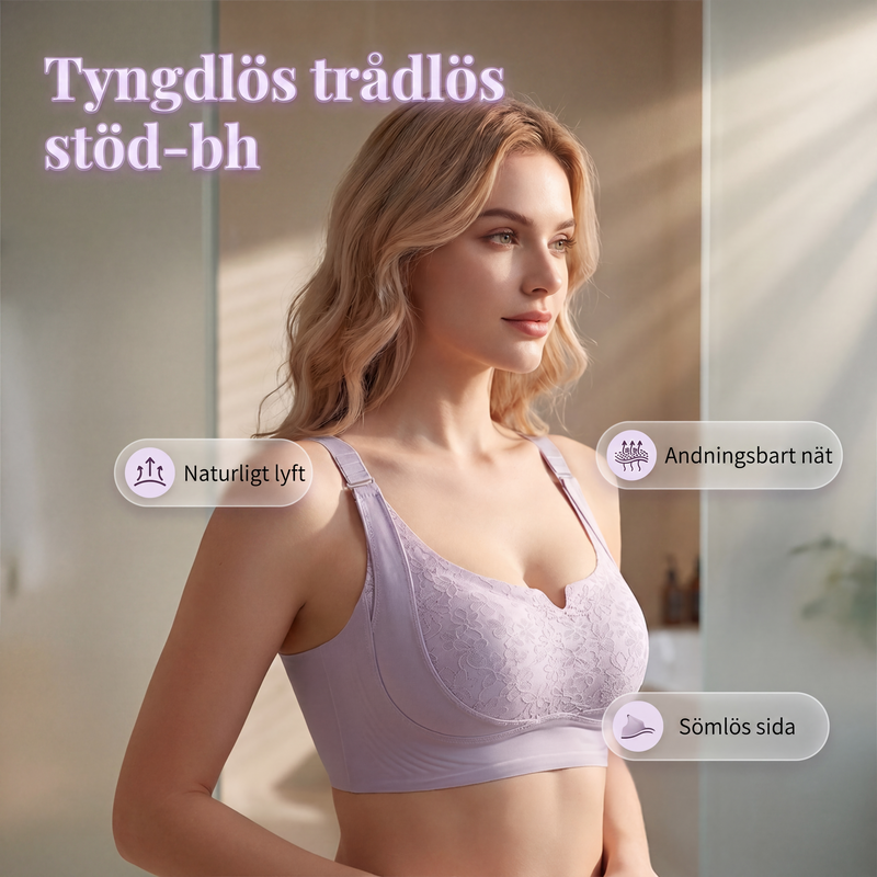 Sömlös trådlös stöd-bh för kvinnor med bekväm passform och naturligt lyft