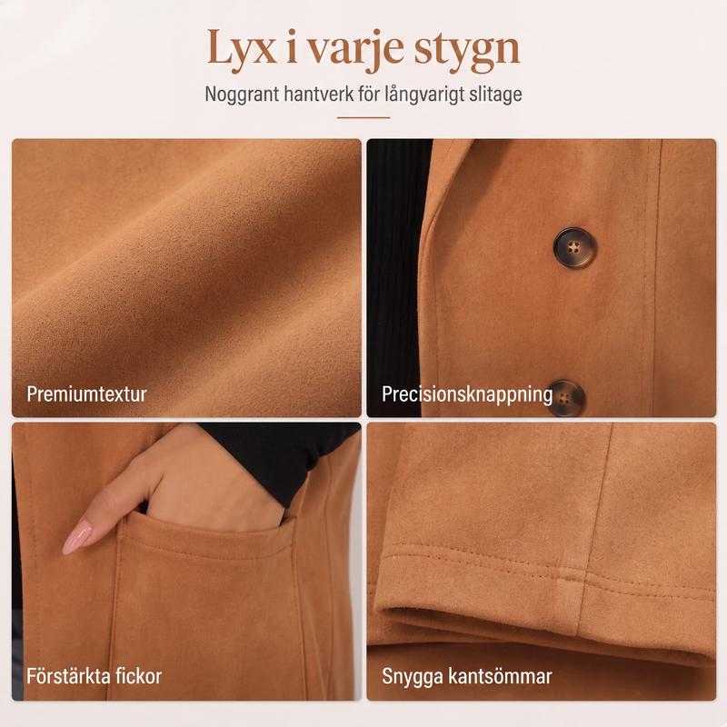 🍂Dam Lång Väst med Dubbelknäppning – Elegant Höstväst för Modern Stil