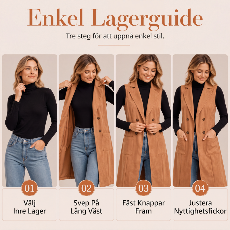 🍂Dam Lång Väst med Dubbelknäppning – Elegant Höstväst för Modern Stil
