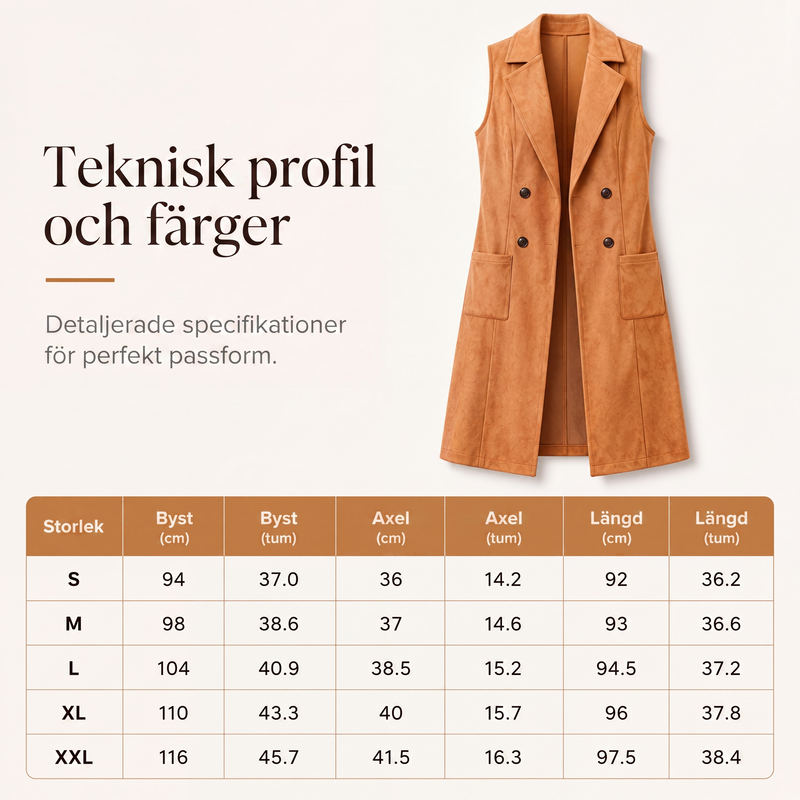 🍂Dam Lång Väst med Dubbelknäppning – Elegant Höstväst för Modern Stil
