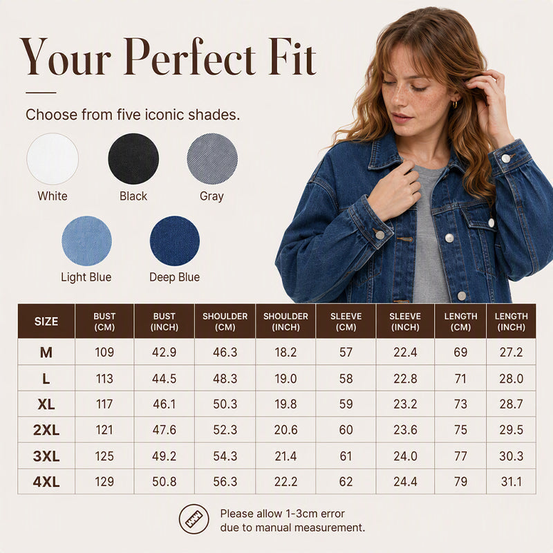 🎉Höstens exklusiva erbjudande 35% rabatt!🛍️✨Oversized Tvättad Jeansjacka för Dam – Mjuk Denimjacka med Avslappnad Passform