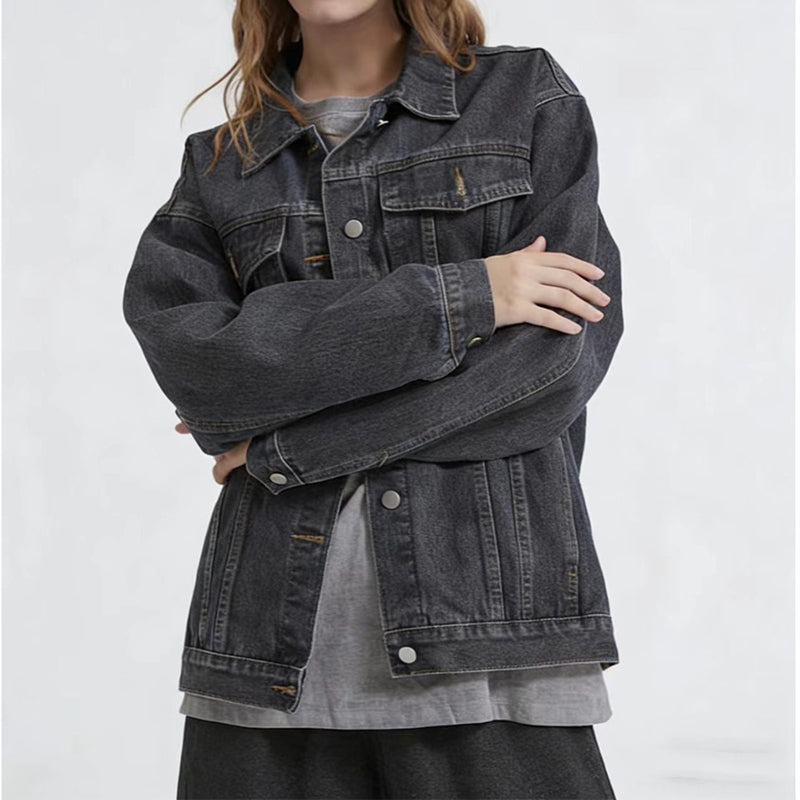 🎉Höstens exklusiva erbjudande 35% rabatt!🛍️✨Oversized Tvättad Jeansjacka för Dam – Mjuk Denimjacka med Avslappnad Passform
