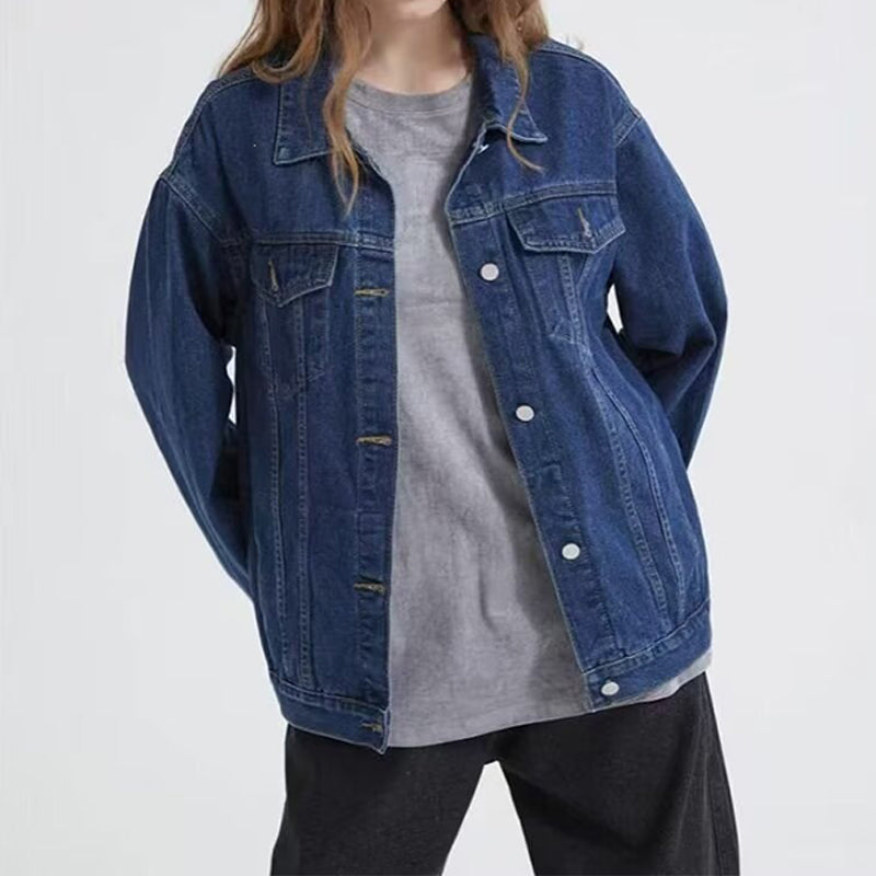 🎉Höstens exklusiva erbjudande 35% rabatt!🛍️✨Oversized Tvättad Jeansjacka för Dam – Mjuk Denimjacka med Avslappnad Passform