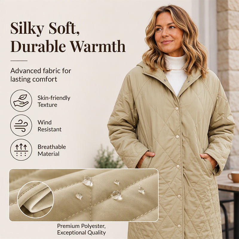 ❄️Vinterjackor med huva och diamantmönstrad quiltning för damer