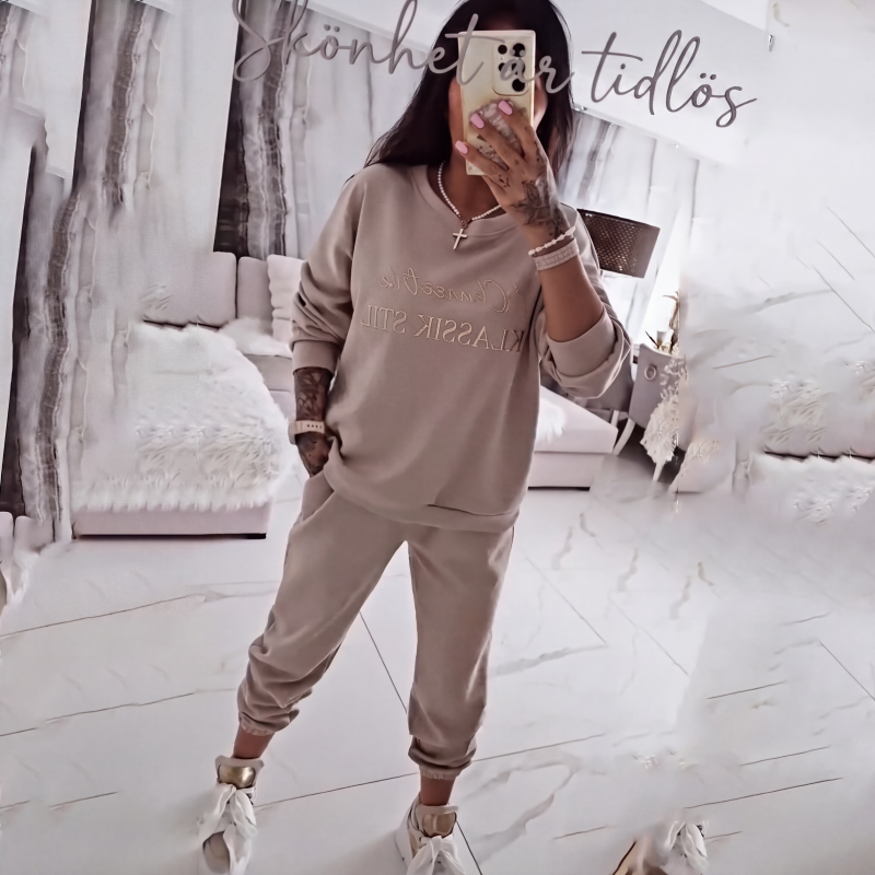 Nya ankomster📦Mjukt Set för Dam med Långärmad Topp & Byxor – Bekväm Tvådelad Outfit för Vardag