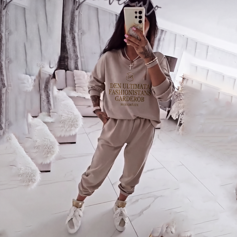 Nya ankomster📦Mjukt Set för Dam med Långärmad Topp & Byxor – Bekväm Tvådelad Outfit för Vardag