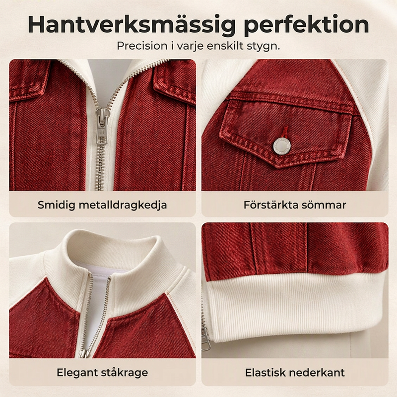 ⏳ Het erbjudande!|Damers jeansjacka med patchwork – Trendig denimjacka med avslappnad passform för vardag