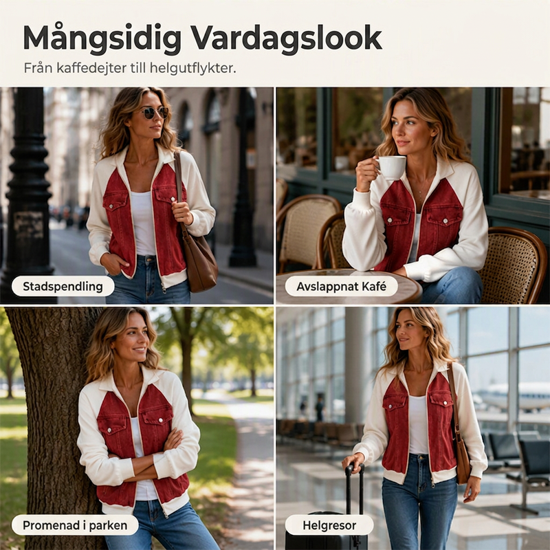 ⏳ Het erbjudande!|Damers jeansjacka med patchwork – Trendig denimjacka med avslappnad passform för vardag