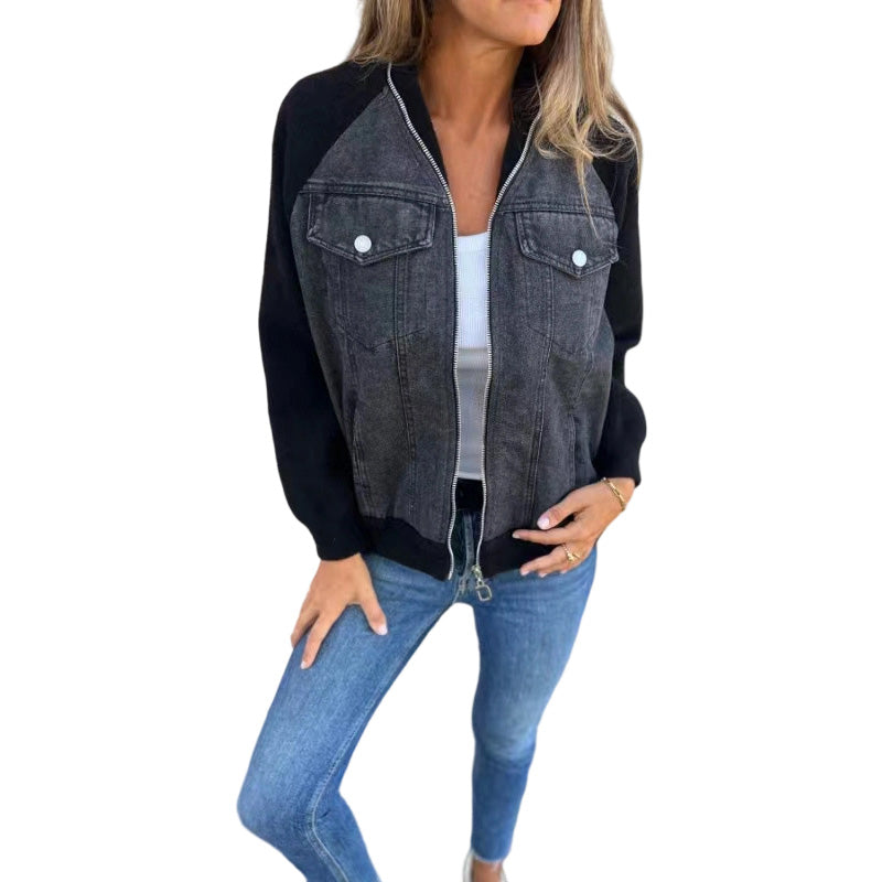 ⏳ Het erbjudande!|Damers jeansjacka med patchwork – Trendig denimjacka med avslappnad passform för vardag