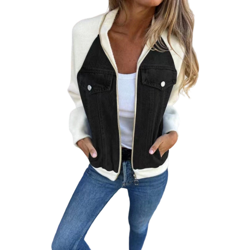 ⏳ Het erbjudande!|Damers jeansjacka med patchwork – Trendig denimjacka med avslappnad passform för vardag