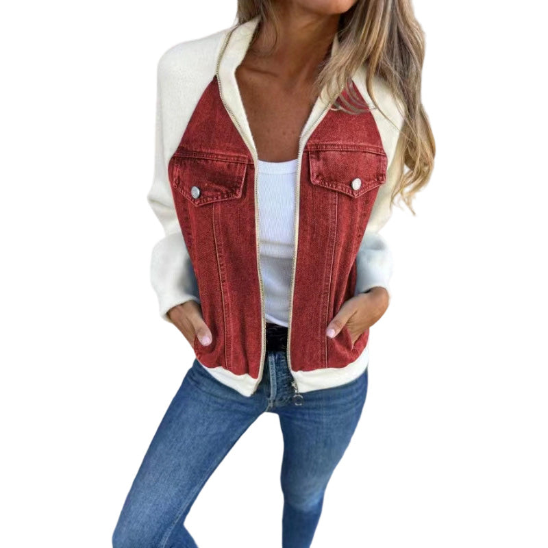 ⏳ Het erbjudande!|Damers jeansjacka med patchwork – Trendig denimjacka med avslappnad passform för vardag