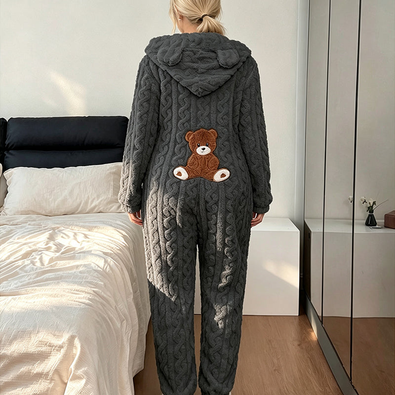 Mysig Onepiece Dam – Varm och Bekväm Hooded Jumpsuit för Avkopplande Hemmadagar