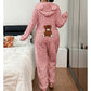 Mysig Onepiece Dam – Varm och Bekväm Hooded Jumpsuit för Avkopplande Hemmadagar