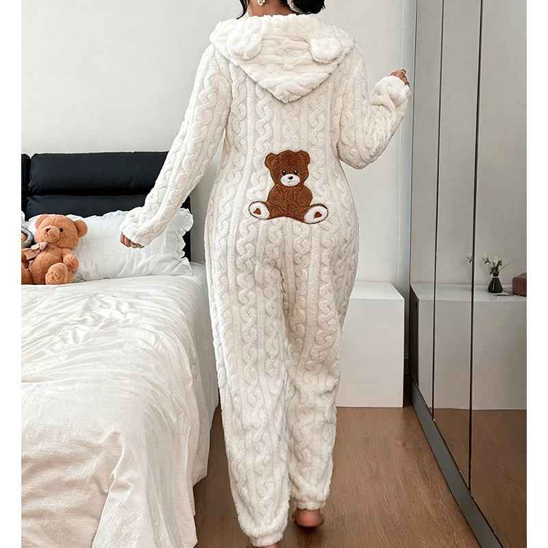 Mysig Onepiece Dam – Varm och Bekväm Hooded Jumpsuit för Avkopplande Hemmadagar