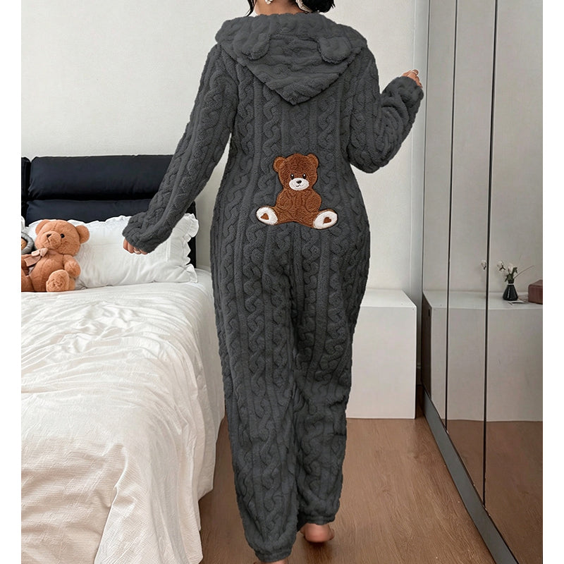 Mysig Onepiece Dam – Varm och Bekväm Hooded Jumpsuit för Avkopplande Hemmadagar
