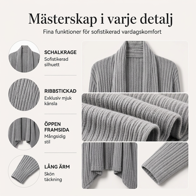 ⏳ Het erbjudande! |Kvinnors ribbstickade cardigan – Mjuk öppen modell med elegant fall