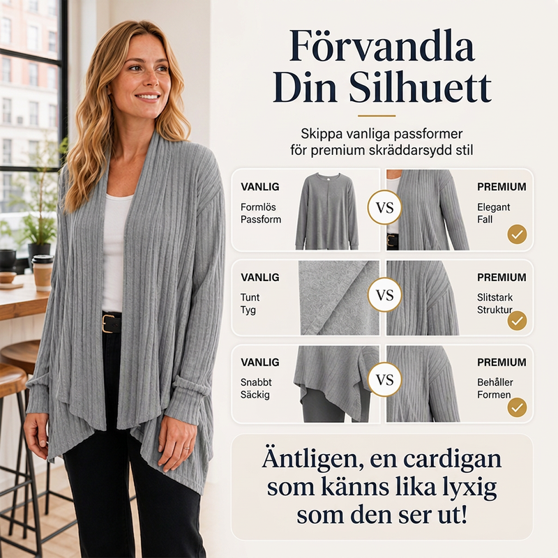 ⏳ Het erbjudande! |Kvinnors ribbstickade cardigan – Mjuk öppen modell med elegant fall