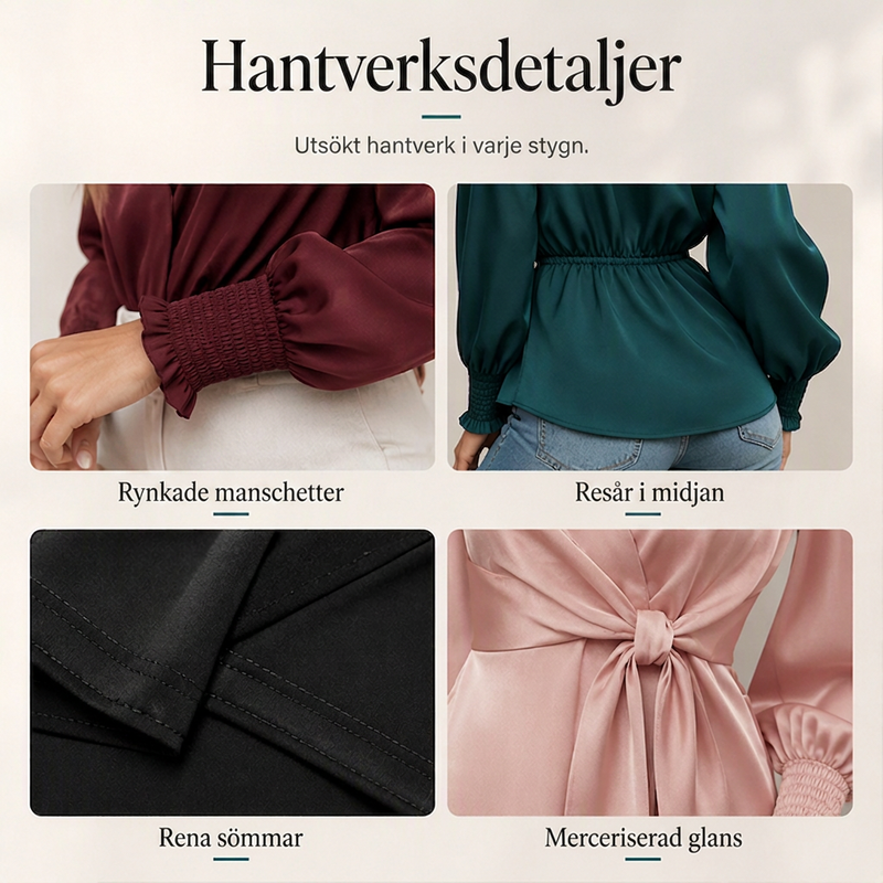Elegant blus för kvinnor – V-ringad topp med markerad midja