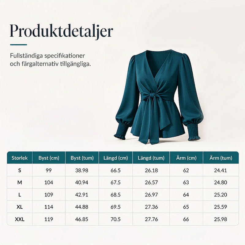 Elegant blus för kvinnor – V-ringad topp med markerad midja