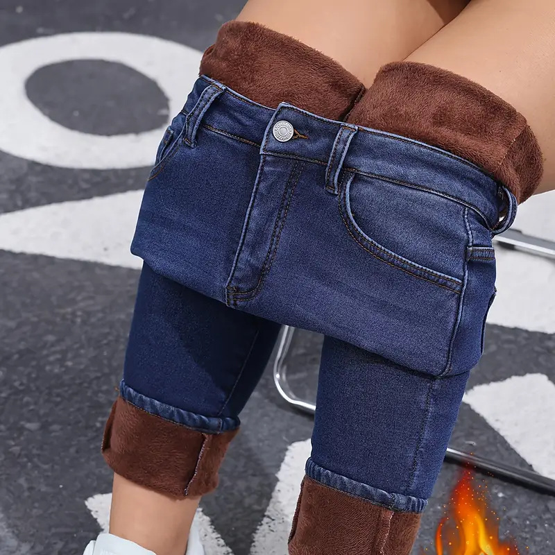 🔥Tidsbegränsat erbjudande⏰️| Varma Vinterjeans för Damer – Stretchiga Jeans med Mjukt Plyschfoder