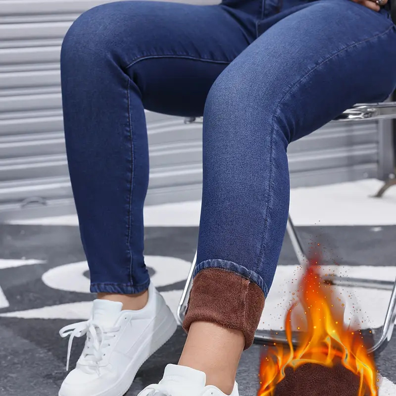 🔥Tidsbegränsat erbjudande⏰️| Varma Vinterjeans för Damer – Stretchiga Jeans med Mjukt Plyschfoder