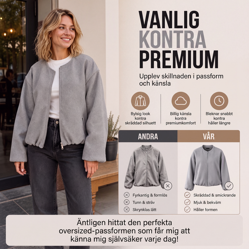 🍂Nya höstnyheter|Kort bomberjacka för kvinnor – Mjuk oversize passform med modern stil