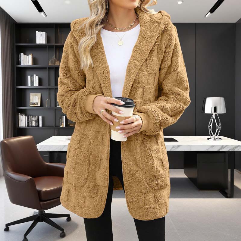 🔥50 % RABATT IDAG! 🌸Damernas Fluffiga Kofta med Huva – Mjuk Stickad Cardigan för Höst & Vinter