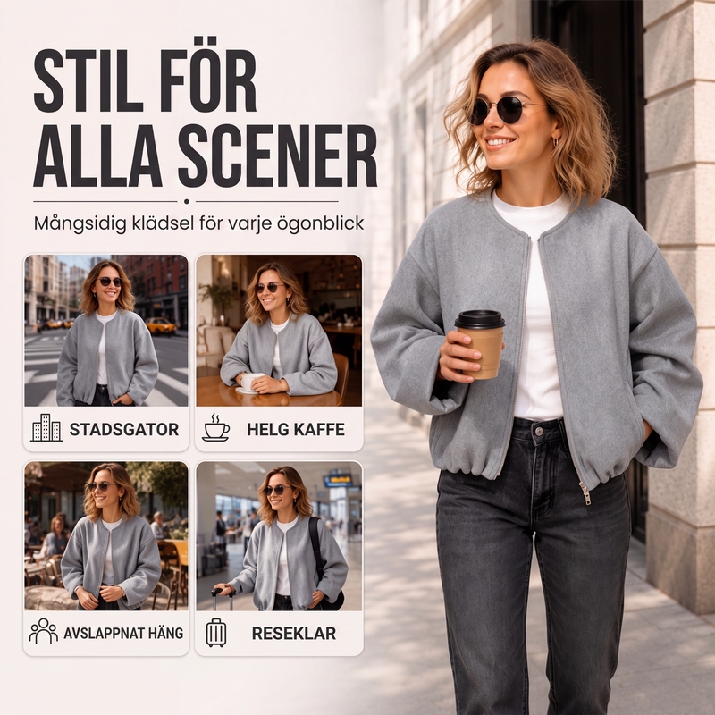 🍂Nya höstnyheter|Kort bomberjacka för kvinnor – Mjuk oversize passform med modern stil