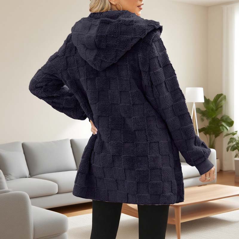 🔥50 % RABATT IDAG! 🌸Damernas Fluffiga Kofta med Huva – Mjuk Stickad Cardigan för Höst & Vinter